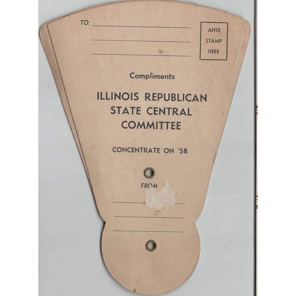 Vintage 1958 Illinois Republican State Central Committee Folding Floral Fan - Picture 1 of 4